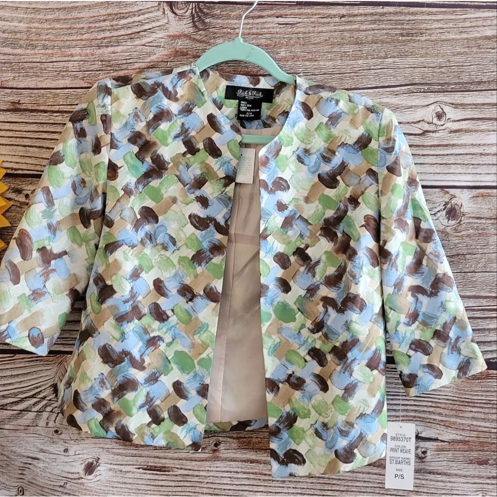 Peck & Peck open front jacket Women's petite small 100% silk NWT - Picture 1 of 7
